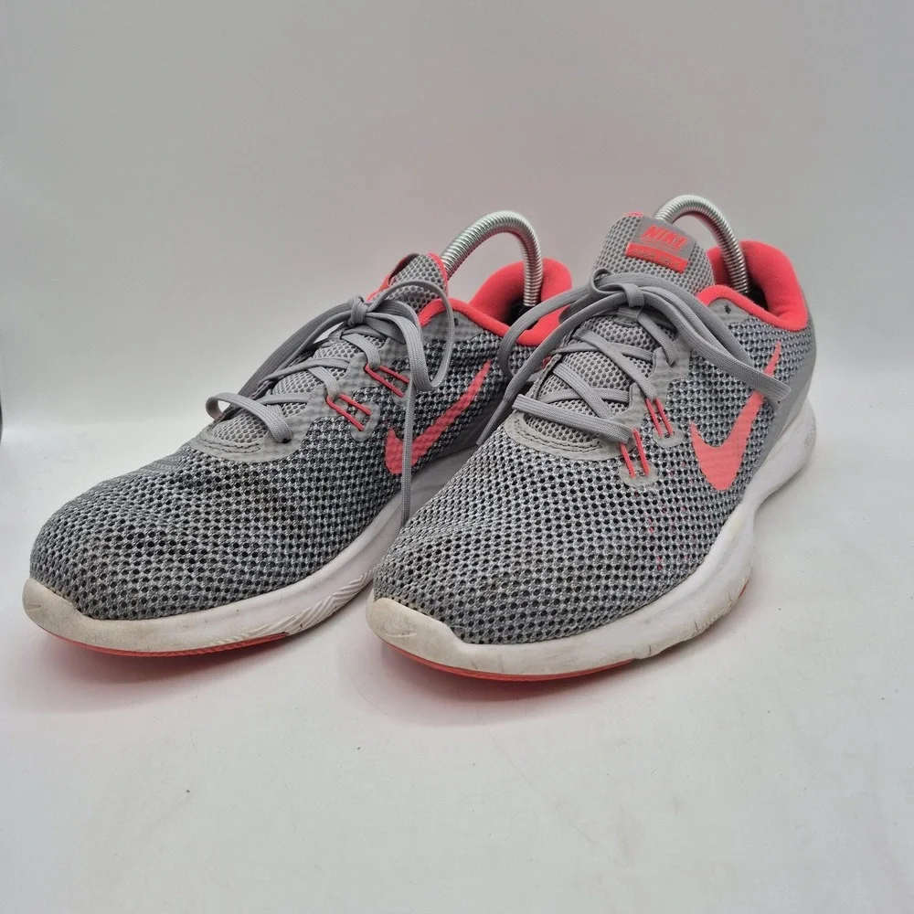 Nike Flex TR 7‎ Shoes Womens Size 9.5 Gray Pink Training Mesh Gym 898479-006